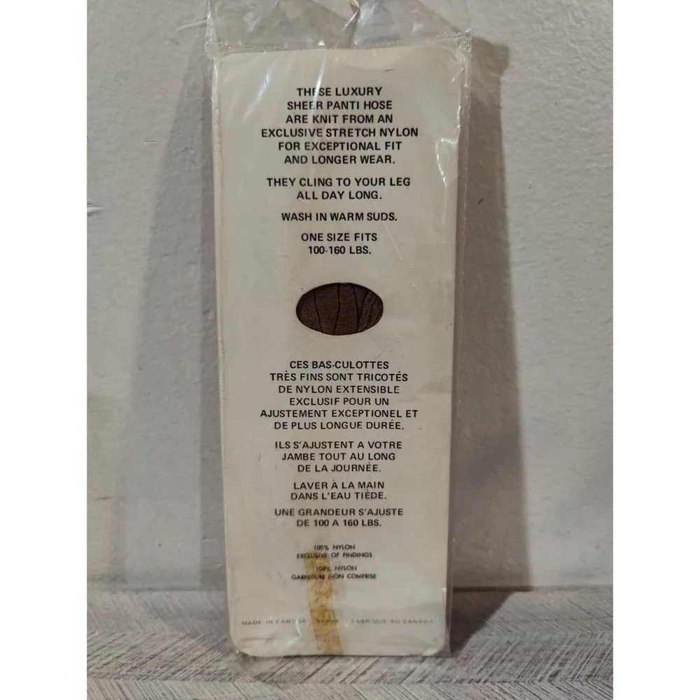 Vintage Pantyhose La Parisienne 60's 70's Sheer Panti Hose One Size Bronze Glow
